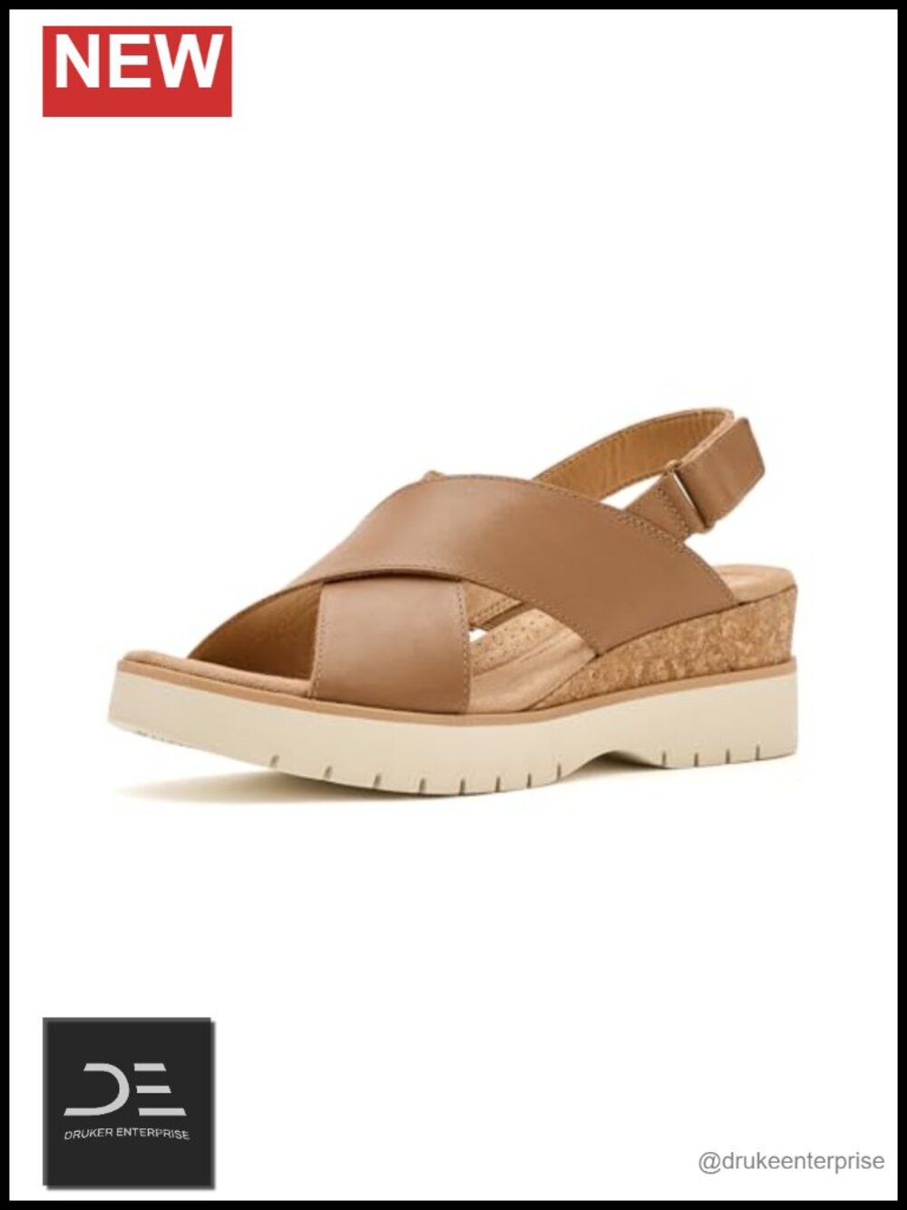 Women's Diaz Cross Wedge Sandal Leather X-Strap Adjustable Comfort